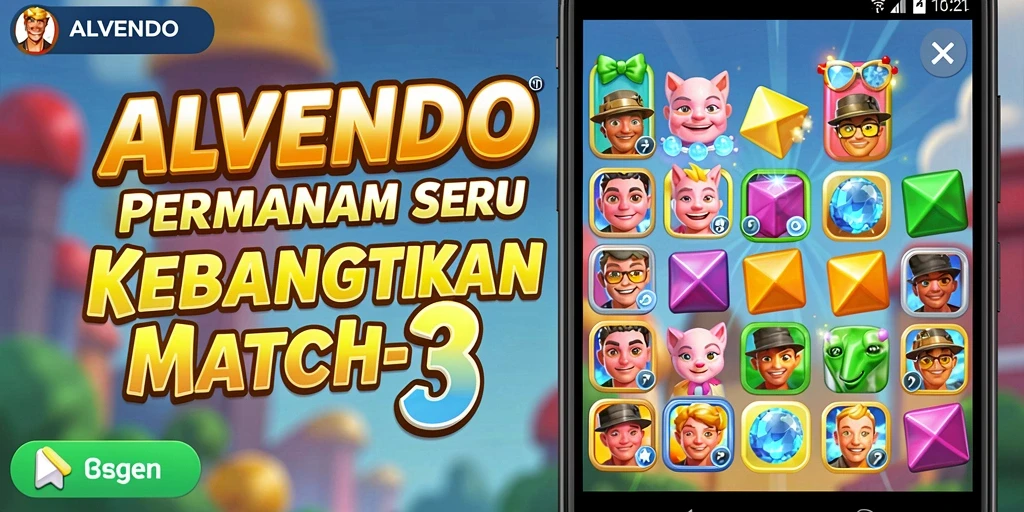 Gameplay ALVENDO yang seru dalam permainan Match-3.
