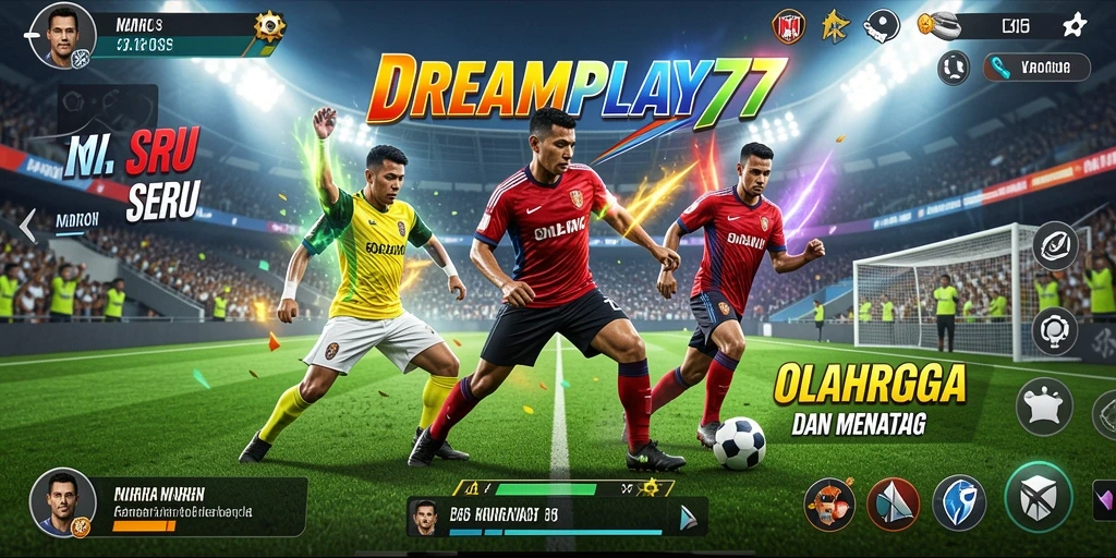Screenshot DREAMPLAY77 menampilkan aksi olahraga yang intens dan seru.
