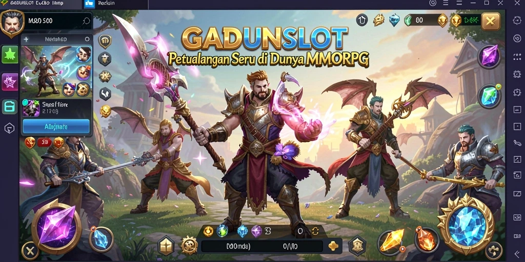 Screenshot gameplay GADUNSLOT menampilkan pertarungan seru dan eksplorasi dunia MMORPG.