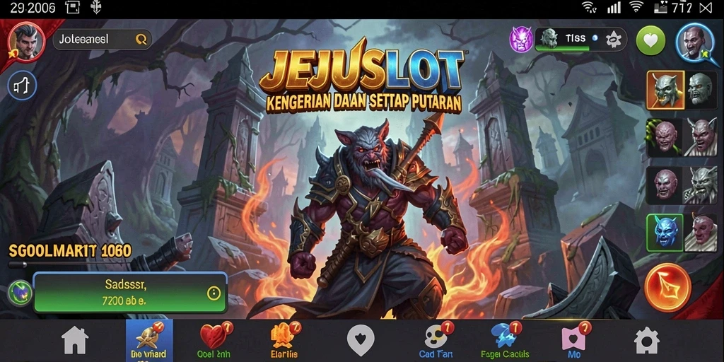 Tampilan menakutkan dari gameplay JEJUSLOT yang seram.