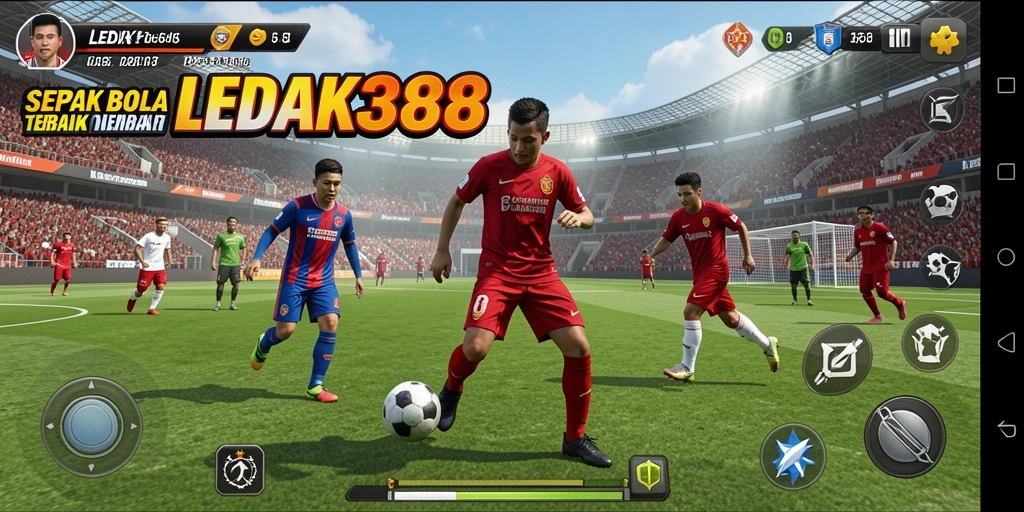 Gameplay mendebarkan dalam pertandingan sepak bola.