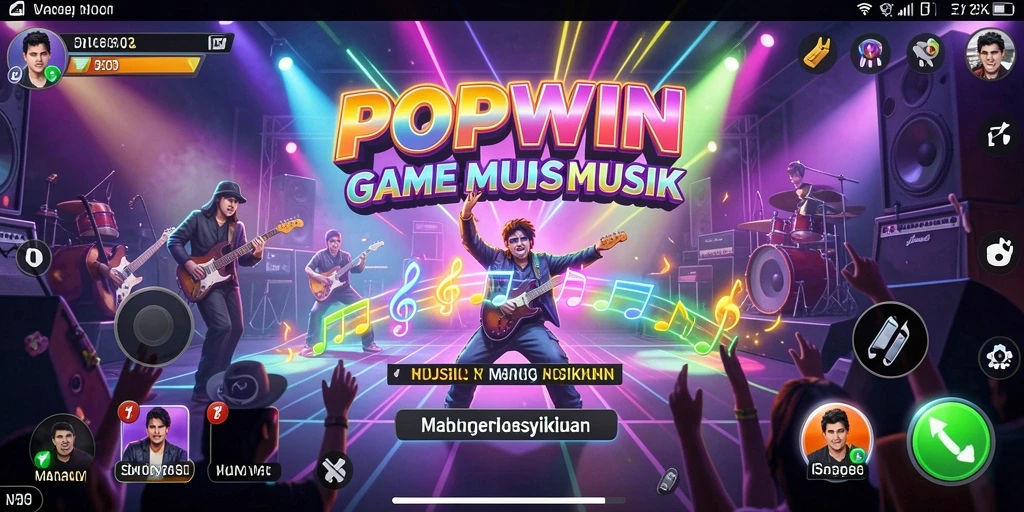 Screenshot gameplay POPWIN menampilkan aksi seru dan irama musik yang memukau.
