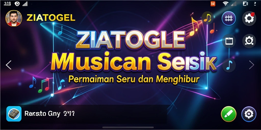Tampilan gameplay seru ZIATOGEL dengan musik yang menggugah semangat.